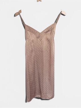 Nordstrom Beige Polka Dot 100% Silk slip dress